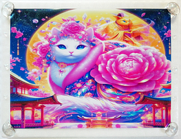 Art hand Auction Empire des chats 61 A4 Kimono chat blanc peinture dessinée à la main art original