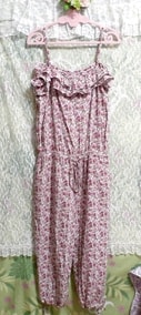 Pink flower pattern ruffle camisole / culotte / onepiece / negligee / nightwear Pink flower pattern ruffle camisole / culotte / onepiece / negligee
