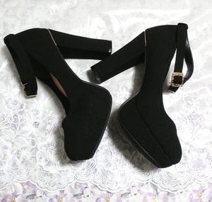 CLOSSHI 黒ブラック12cm/厚底レディース靴/厚底サンダル/ハイヒール/室内ルームシューズにも Black 4.72 in/women shoes/sandal/high heels
