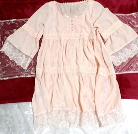 Cute pink see through ruffle lace negligee / tunic / tops