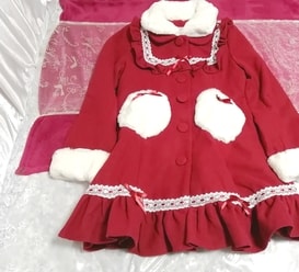Red white fluffy cute gothic lolita girly coat mantle Red white fluffy cute gothic lolita girly coat mantle