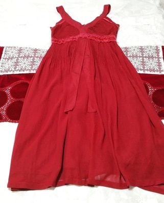 酒红色雪纺睡衣无袖连衣裙, 时尚, 女士时装, 睡衣