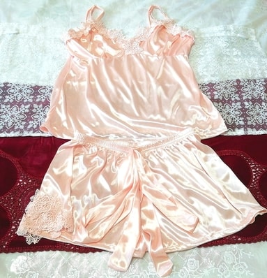 오렌지 핑크 새틴 캐미솔 나이트가운 나이트웨어 쇼츠 2P, 패션, 숙녀 패션, 잠옷, 잠옷