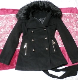 Manteau / manteau de fourrure croisé noir Manteau de fourrure croisé noir