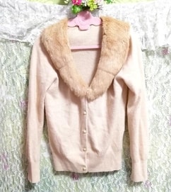 浅粉色安哥拉亚麻兔毛/开衫/外套, 女士时装, 开襟衫, 中等大小