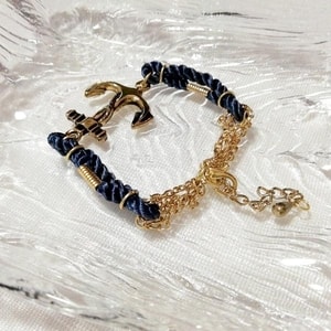 Amulette d'accessoires de bijoux de bracelet d'ancre bleu marine, accessoires et bracelets de dames, bracelets et autres