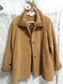 Abrigo de rebeca de color lino con cuello de piel de rex de pelo de angora, abrigo y piel, piel y conejo