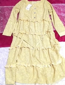 Yellow frill long sleeve tunic / tops / onepiece price 6, 900 yen tag, tunic & long sleeve & M size