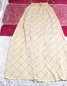 亚麻彩色粉红花朵图案5, 985日元标签吊带背心马克西onepiece