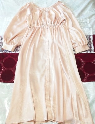 Pink beige maxi negligee nightwear haori gown one-piece dress Pink beige maxi negligee nightwear gown dress, fashion & ladies fashion & nightwear, pajamas