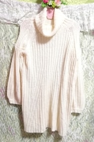 Suéter de manga larga de cuello alto blanco Tops de punto Suéter de manga larga de cuello alto blanco Tops de punto