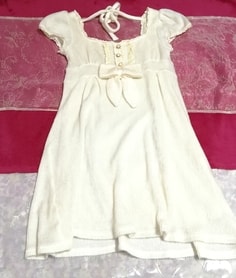 LIZ LISA リズリサ 白ホワイトニット半袖リボンチュニックワンピース White knit short sleeve ribbon tunic onepiece