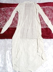 灰色ホワイト編みレースマキシロング羽織/カーディガン Gray white braided lace maxi long/cardigan