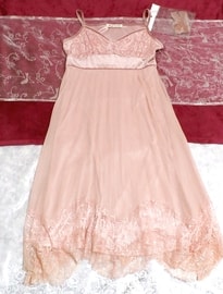 ピンクシフォンレースキャミソールワンピース/ネグリジェ Pink chiffon lace camisole onepiece/negligee