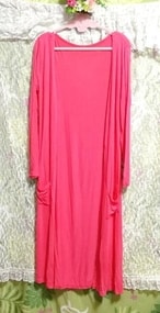 Rosa fluorescente largo / cárdigan, moda para mujer y cárdigan y tamaño mediano