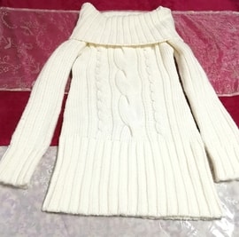 Suéter de cuello alto blanco de manga larga tops de punto Suéter largo de manga larga de cuello alto blanco tops de punto