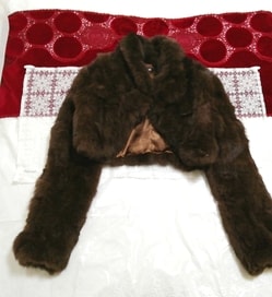 ダークブラウンラビットファーショートコート Dark brown rabbit fur short coat