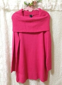 バングラデシュ製 H&M Basic ピンクロングニットセーター Bangladesh H&M Basic Pink Long Knit Sweater, ニット、セーター&長袖&Mサイズ