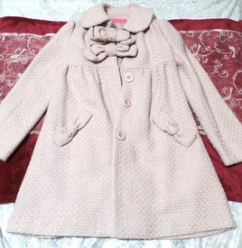 Girly long coat cute pink ribbon / coat