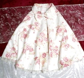 LIZ LISA Abrigo poncho blanco con cinta y estampado floral / tops