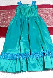FANTASTISCHES Kleid Grün glänzendes ärmelloses langes Kleid / Maxi einteilig