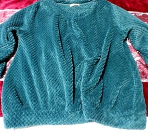 Темно-зеленый пушистый свитер с длинными рукавами и вязаными топами., вязать, свитер, длинный рукав, размер м