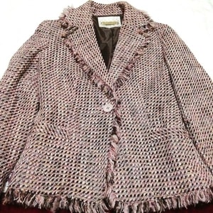 CECIL McBEE粉色黑色针织外套大衣披风，夹克，外套和夹克，西装外套和中号