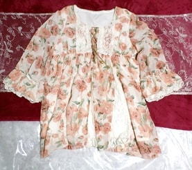 Girly white lace flower pattern chiffon tunic / tops Girly white lace flower pattern chiffon tunic / tops