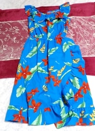 美国制造夏威夷蓝色围裙风格褶边长一件美国制造夏威夷蓝色围裙风格褶边长一件