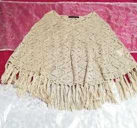 Flaxen lace fringe sheer poncho cape, ladies' fashion, jacket, jacket, poncho