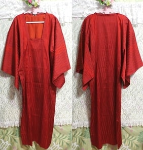 Suzuki 135cm abrigo rojo escarlata profundo / ropa japonesa / kimono, moda y kimono de mujer, kimono y abrigo, kimono