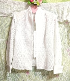 Cárdigan blusa de encaje blanco hecho en Japón