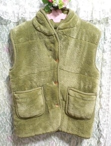 Fluffy and warm vest/haori in yellow-green and yellow-brown colors, ladies' fashion, vest, medium size
