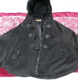 Cape / manteau / manteau / cardigan gris poncho à capuche