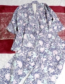 청백색 꽃 무늬 페스티벌 코트 바지 2 종 세트 청백색 꽃 무늬 페스티벌 코트 바지 2 종 세트