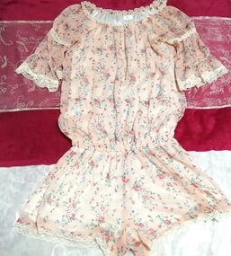 Flower pattern chiffon white lace culottte tunic / onepiece / negligee