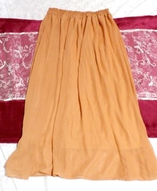 オレンジ橙色シフォンロングマキシスカート/ボトムス Orange chiffon long maxi skirt