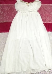 白ホワイト天使ローブシフォンノースリーブマキシロングワンピース White angel robe chiffon sleeveless maxi long onepiece