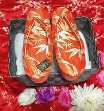 厚底6cm緋色紅葉柄/靴草履/和服 Japanese/shoes sandals/kimono