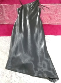 灰グレー光沢キャミソールマキシワンピースドレス Ash gray luster camisole maxi onepiece dress