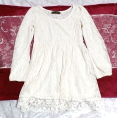 CECIL McBEE セシルマクビー 白ホワイト長袖レースチュニック/トップス/ワンピース CECIL McBEE white lace tunic/tops/onepiece