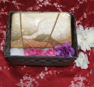Goldene / japanische Kimono-Tasche im japanischen Stil Japanische Kimono-Taschen, Damenkimono, Kimono & Kimono, Tasche & Tasche