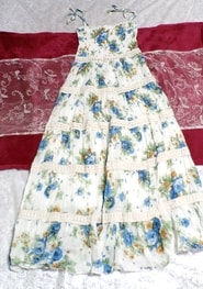 Robe jupe longue caraco en coton blanc bleu vert 100% dentelle blanche Jupe longue longue caraco en 100% coton vert bleu blanc une pièce