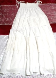 Dentelle coton 100% caraco maxi une pièce / jupe longue blanche