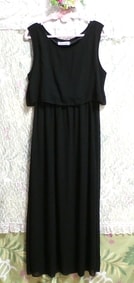 Black sleeveless chiffon maxi long one piece dress