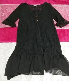 黒ブラックレースロング羽織/カーディガン Black lace long cardigan