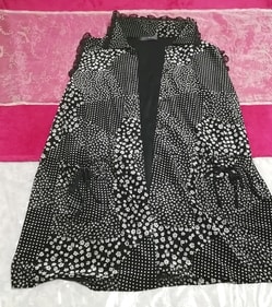 黒ブラック花柄ノースリーブ/カーディガン/羽織 Black flower pattern sleeveless cardigan