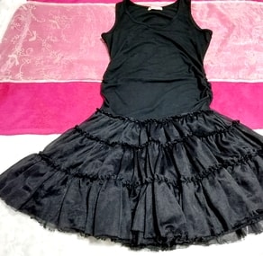 PEACH JOHN ピーチジョン 黒ブラックノースリーブチュールミニスカートワンピース Black sleeveless tulle mini skirt onepiece