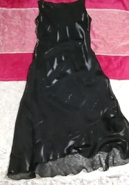 Black glossy sleeveless maxi onepiece dress