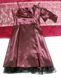 PREFERENCE PARTY 'S 퍼플 글로스 원피스 캐미솔 리본 드레스